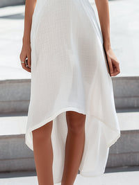 Contrast Halter Neck High-Low Midi Dress