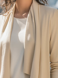 Soft Beige Open Front Cardigan
