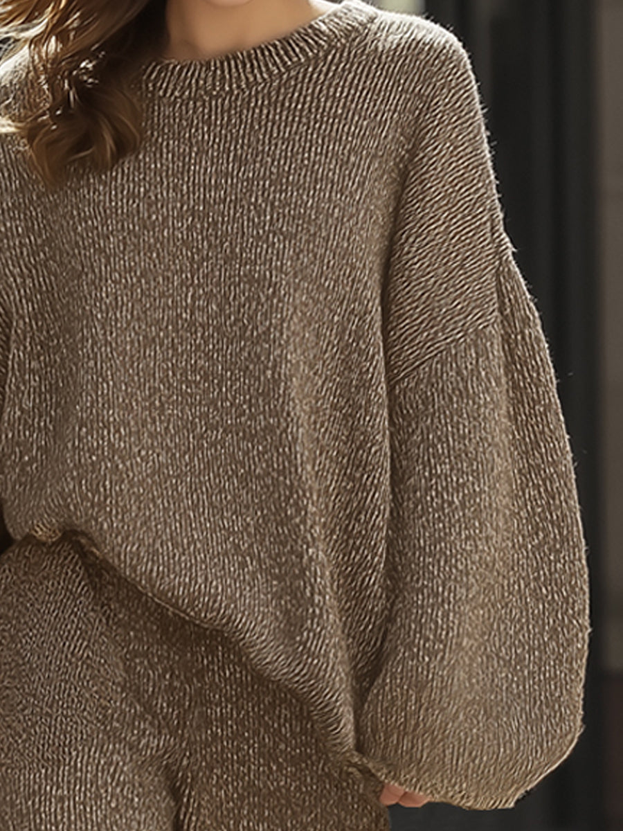 Oversized Knit Sweater And Wide-Leg Pants Set