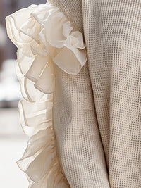 Elegant Ruffled Sleeve Sweater In Ivory