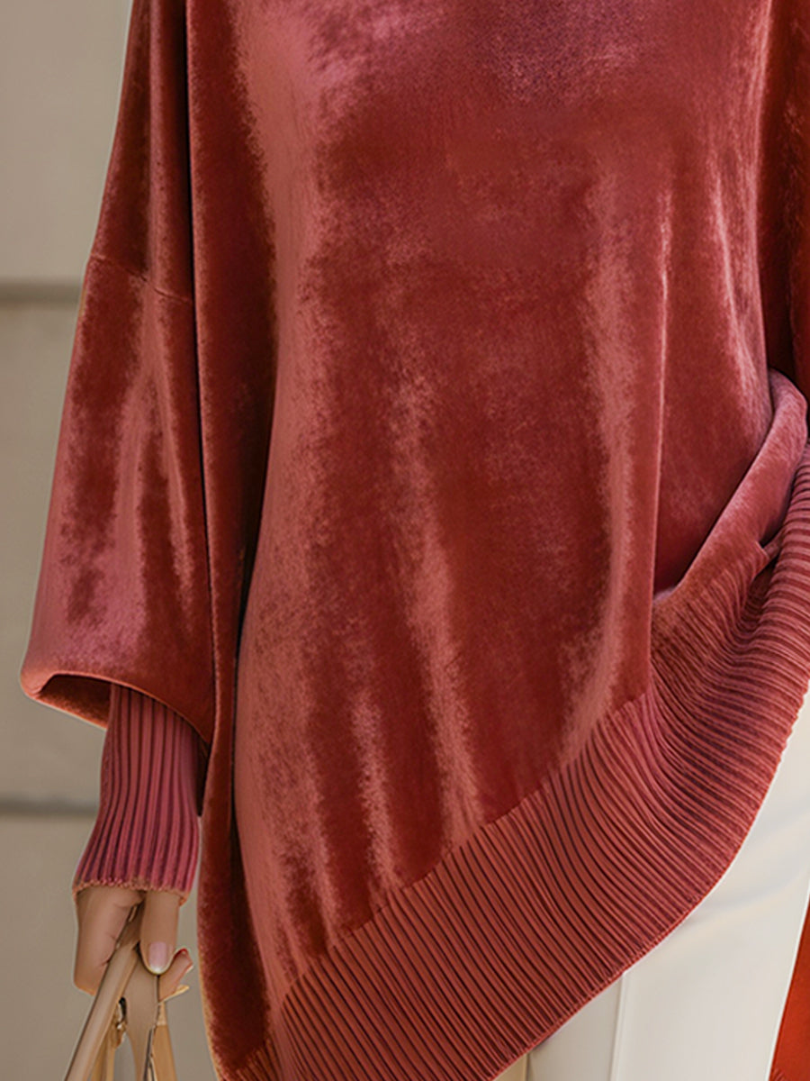 Velvet Collared Tunic Sweater