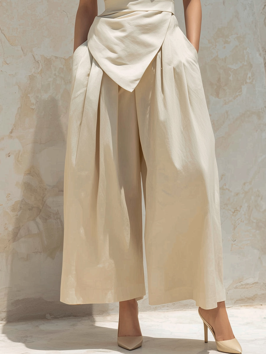 Elegant Wrap-Front Wide-Leg Jumpsuit