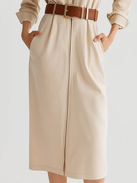 Belted Utility Shirt Dress In Beige