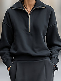 Modern Structured Half-Zip Pullover & Pencil Skirt Set