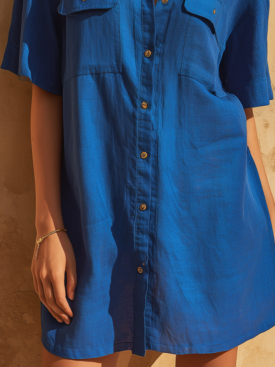 Relaxed Button-Front Utility Shirt Dress