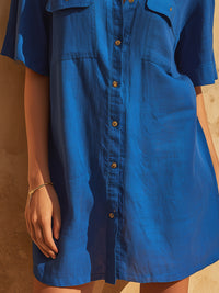 Relaxed Button-Front Utility Shirt Dress