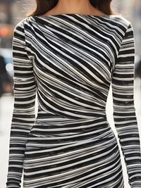 Striped Long Sleeve Bodycon Dress