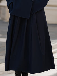 Navy Belted Shawl Collar Suit Set