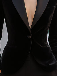 Velvet Tuxedo Blazer With Satin Lapel