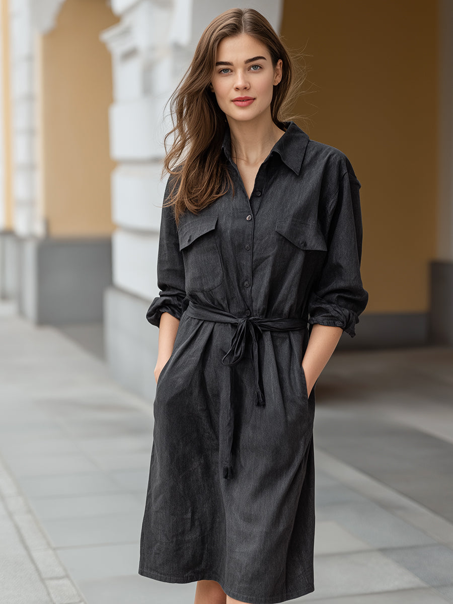 Belted Utility Shirt Dress