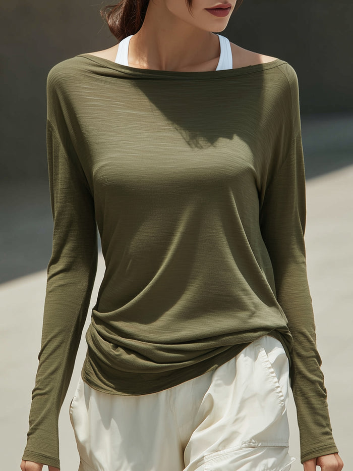 Boat Neck Lightweight Layered Top And Halter Neck Tank Top Set