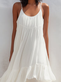 Layered Ruffle Hem Spaghetti Strap Midi Dress