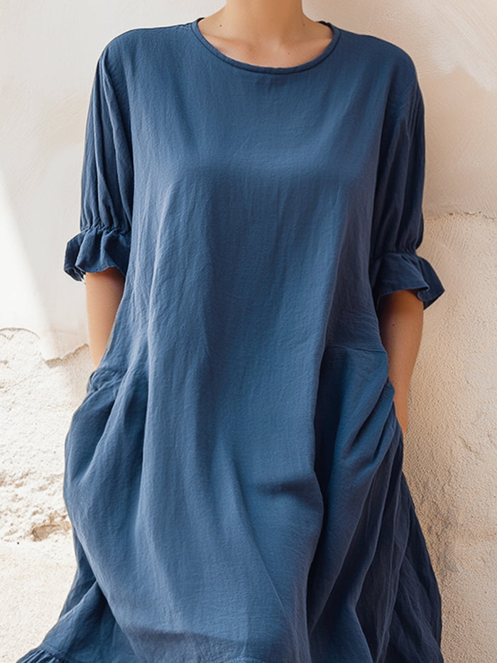 Relaxed Ruffle Hem Midi Dress