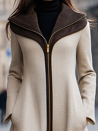 Elegant Two-Tone Wool-blend Coat