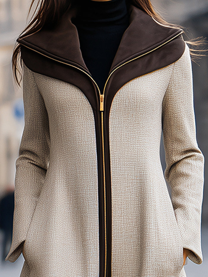 Elegant Two-Tone Wool-blend Coat