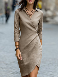 Linen-Blend Wrap-Front Shirt Dress