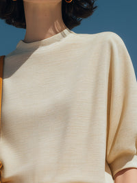 Relaxed Dolman-Sleeve Fine Knit Top