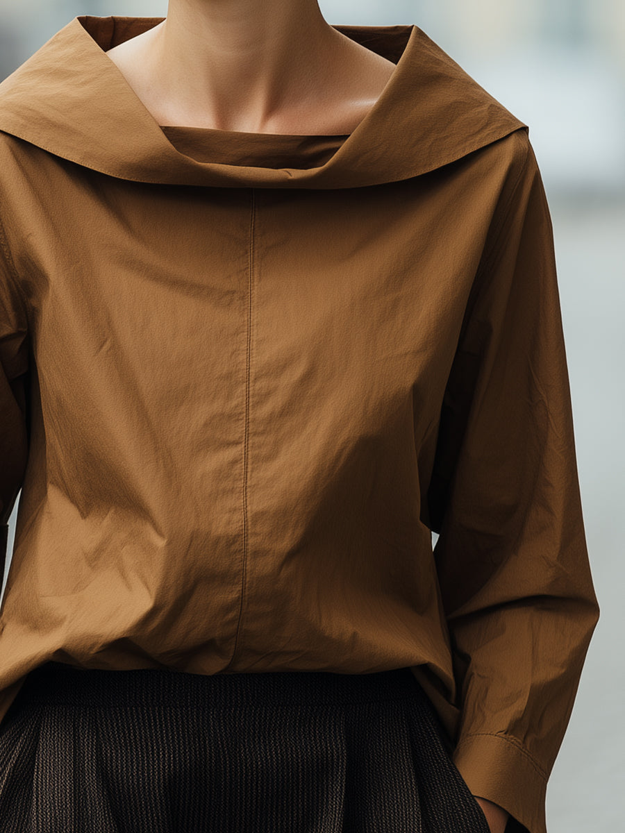 Brown Collared Cotton Shirt