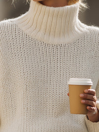 Oversized Cream Turtleneck Sweater