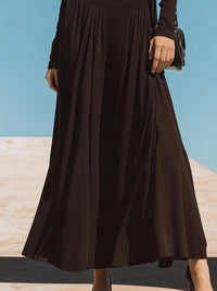 Long-Sleeve Pleated Midi Dress