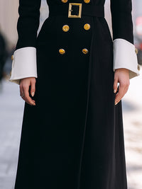 Elegant Black And White Contrast Longline Blazer Coat