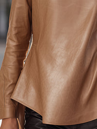 Tan Leather Peplum Top