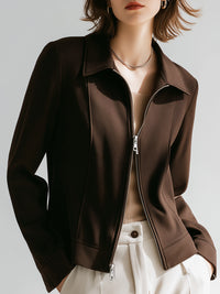 Brown Zip-Up Bomber Jacket