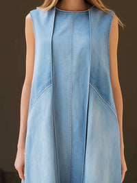 Sleeveless Panelled Denim Midi Dress