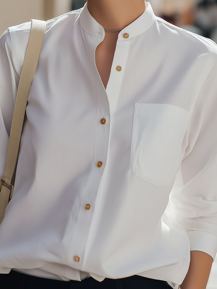 Minimalist Mandarin Collar Blouse