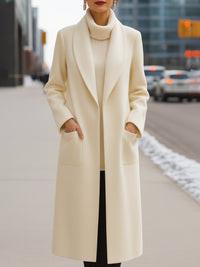 Wool Long Coat With Shawl Lapel