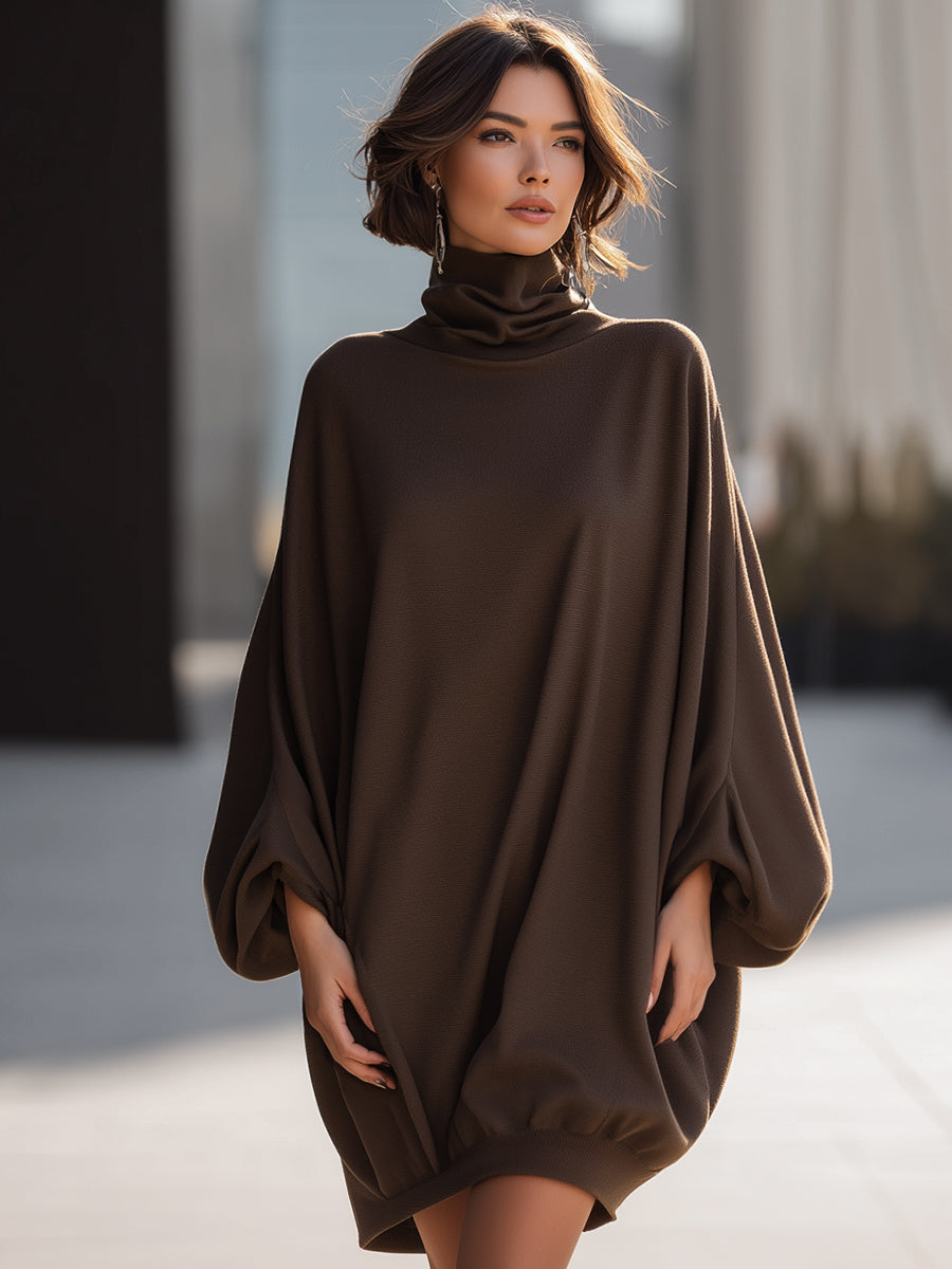 Oversized Turtleneck Cocoon Sweater Dress