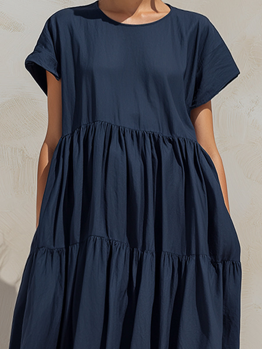 Relaxed Tiered Short Sleeve Maxi Dress