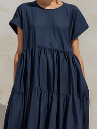 Relaxed Tiered Short Sleeve Maxi Dress