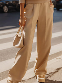 V-Neck Oversized Sweatshirt With Wide-Leg Trousers Set