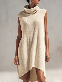 Sleeveless Turtleneck Knit Tunic Dress