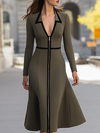 Structured Zip-Front Midi Dress
