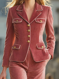 Dusty Rose Corduroy Tailored Suit Set