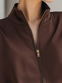 Thick Satin Zip-up Casual Jacket