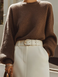 Wool-Blend Sweater With Voluminous Sleeves