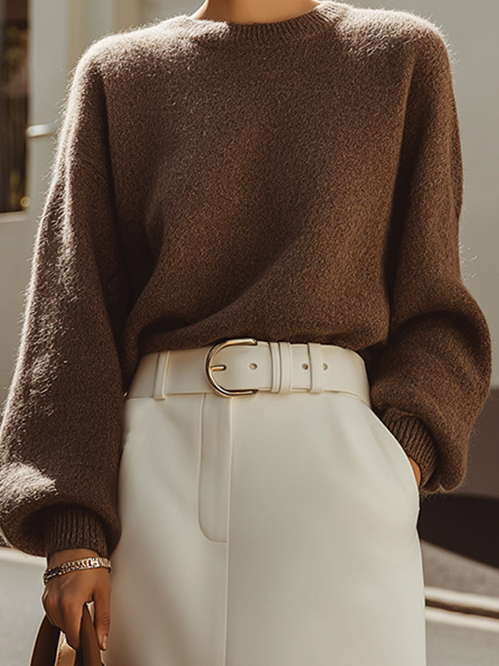 Wool-Blend Sweater With Voluminous Sleeves