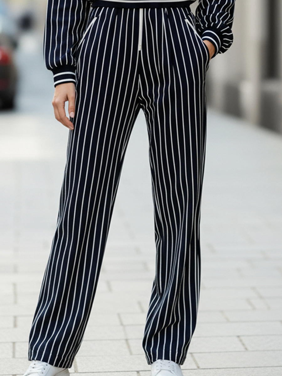 Pinstripe Zip-Up Tracksuit Set