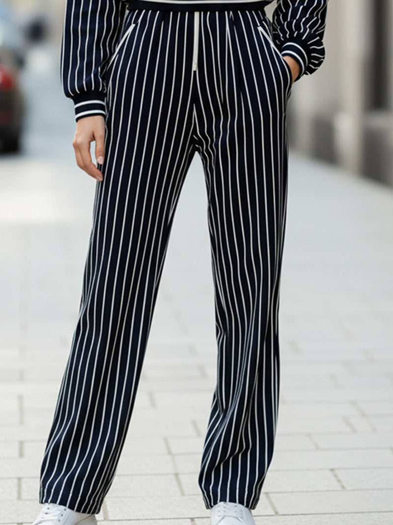 Pinstripe Zip-Up Tracksuit Set