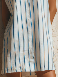 Sleeveless Striped Button-Up Shirt Dress