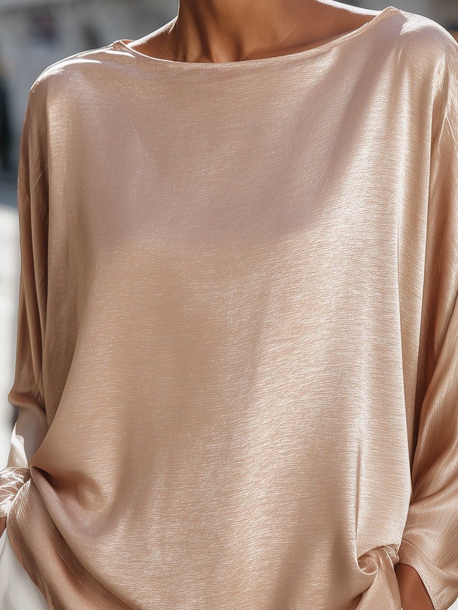 Satin-Soft Dolman Sleeve Luxe Blouse