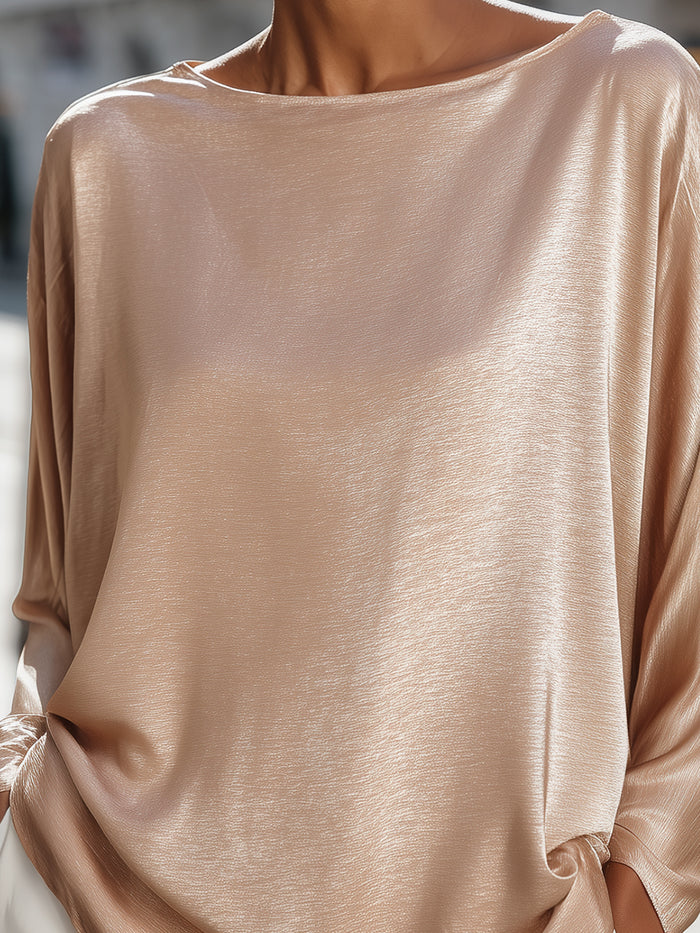 Satin-Soft Dolman Sleeve Luxe Blouse