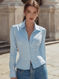 Sky Blue Tailored Corset Shirt