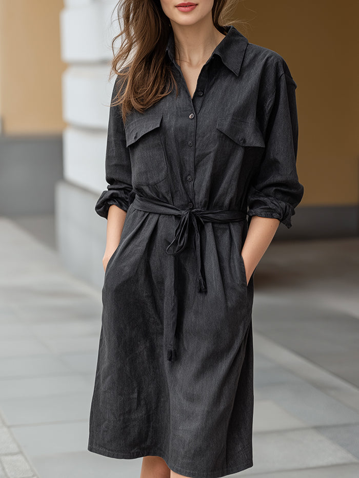 Belted Utility Shirt Dress