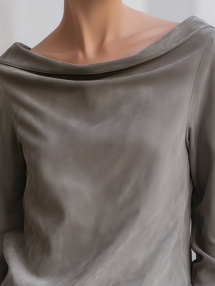 Soft Drape Boat Neck Blouse