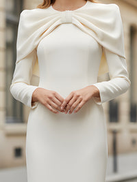 Elegant Draped Midi Dress With Bow Detail