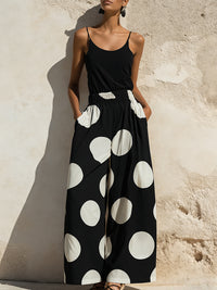 Relaxed Camisole & Polka Dot Wide-Leg Trouser Set